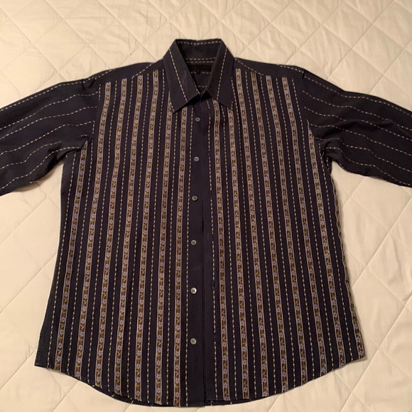 Ted Baker of London Navy w/Brown stripes including Carolina Blue Floral Deaign - Picture 1 of 10